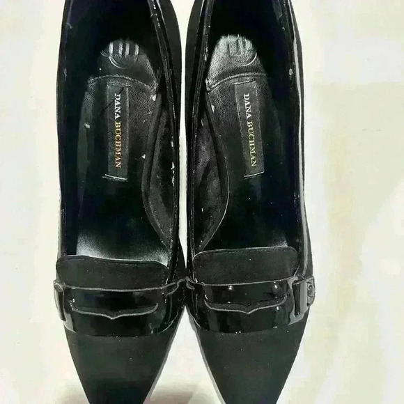Dana Buchman Black Patent & Suede Leather Oxford Pumps Heels Shoes Womens 7.5 - Picture 5 of 11